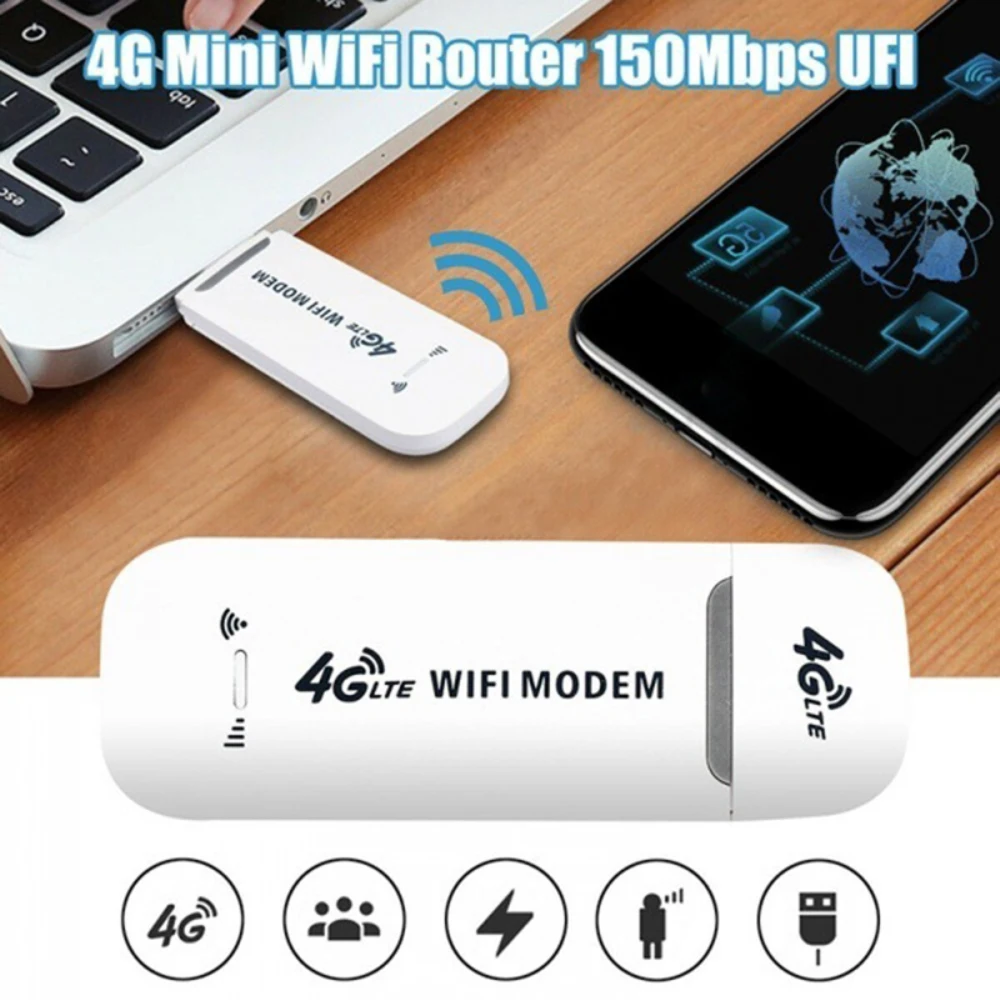 Dongle Modem USB Sem Fio, Alta Velocidade, Acesso à Internet, Roteador, Adaptador, Banda Larga Móvel, Cartão SIM, 4G LTE