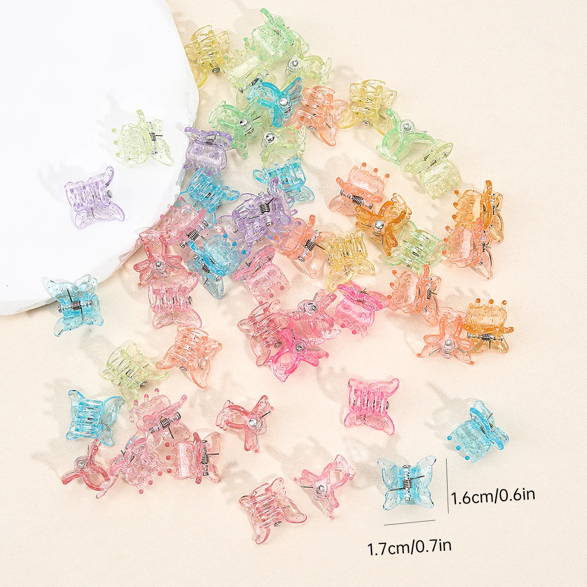 50pcs Mini Transparent Multi-color Butterfly Claw Clip Mini Hairpin Hair Clip Hair Accessories for Girls and Women Headwear