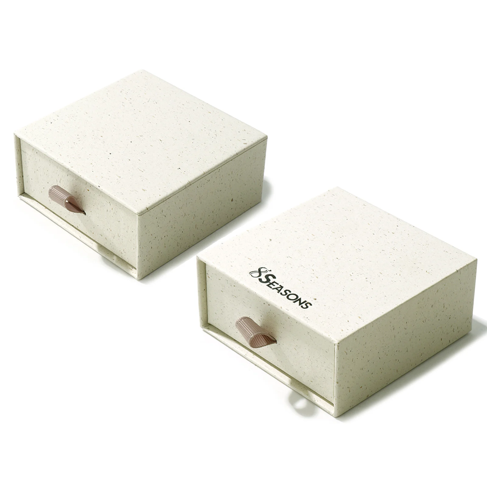 2pcs 8Seasons Paper Pull-Out Drawer Jewelry Gift Box Square Creamy-White For Ring Necklace Bracelets Earrings Gift Packing Box