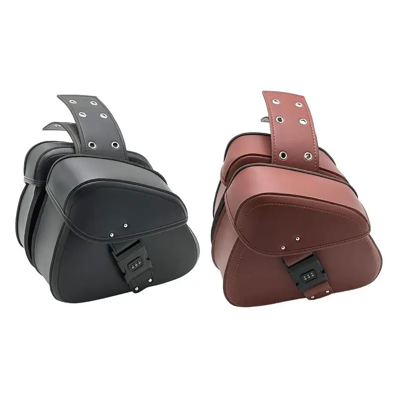 

Motorcycle Saddlebags PU Leather Motorcycle Tool Bag Moto Helmet Travel Bags Suitcase bike Tail Bag Side travel Storage pouch