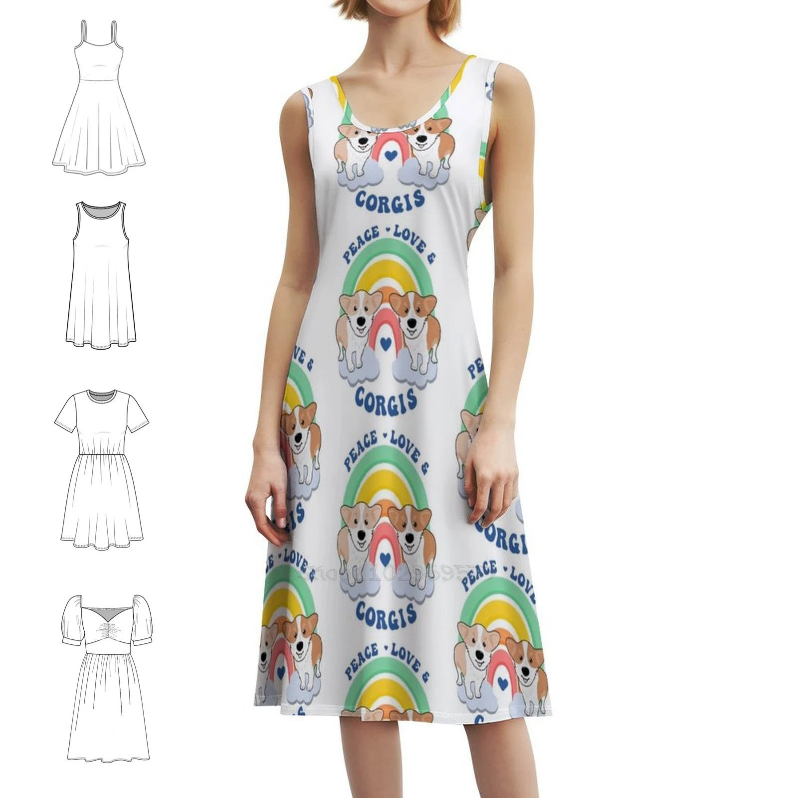 فستان كورجي كيوتي السلام الحب وكورجيس بوهو أنيق أنيق على الشاطئ لحفلات الزفاف ثوب السلام الحب كورجي رائعتين قوس قزح لطيف #1