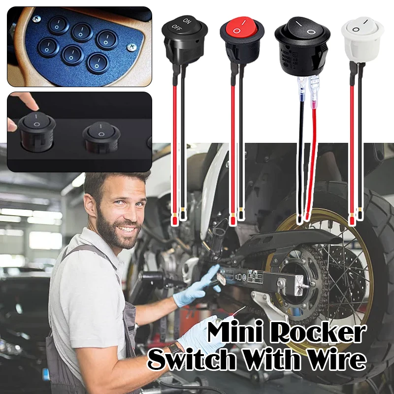 

5Pcs Button Switch ON Off 12V Car RV 2 Pin Switch Mini Rocker Switch With Wire Universal Car Boat Modification Accessories