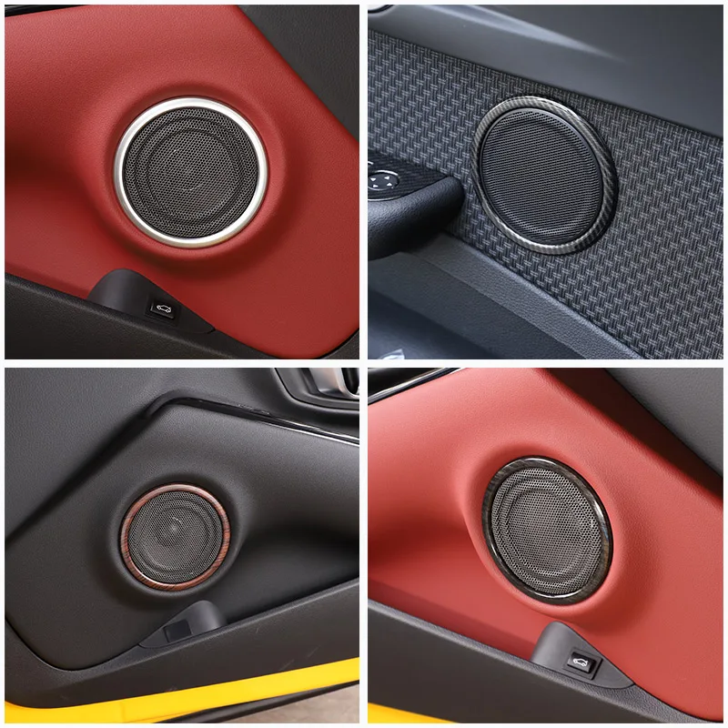 

For Toyota GR Supra A90 2019-22 Car styling ABS Carbon Fiber/Silver Car Door Speaker Ring Trim Sticker Interior Car Accessories