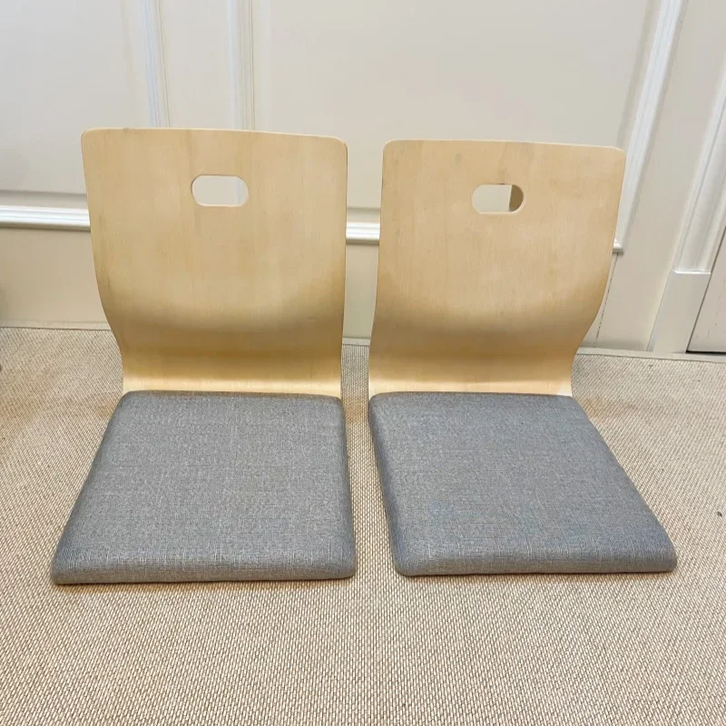 2-Pack Japanese Zaisu Floor Chairs Traditional Tatami Low Table Dining Legless Sitting Seat Home Living Room Daily Use 좌식 의자