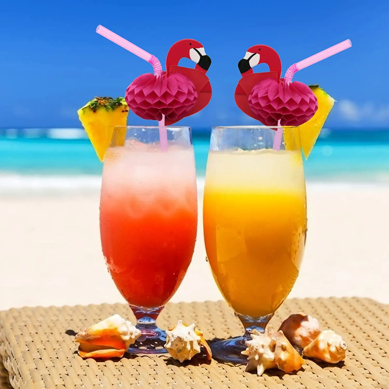25/50/100Pcs Hawaiian Flamingo Pineapple Disposable Drinking Straws Tropical Umbrella Birthday Party Juice Cocktail Straws Decor - view 6