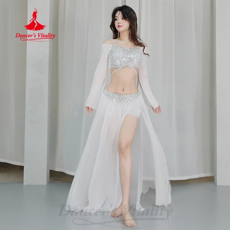 Belly Dancing Practice Clothes for Women\'s Comfortable Lightweight Mesh Sequin Set Girls\' Oriental Dance Performance Costumes