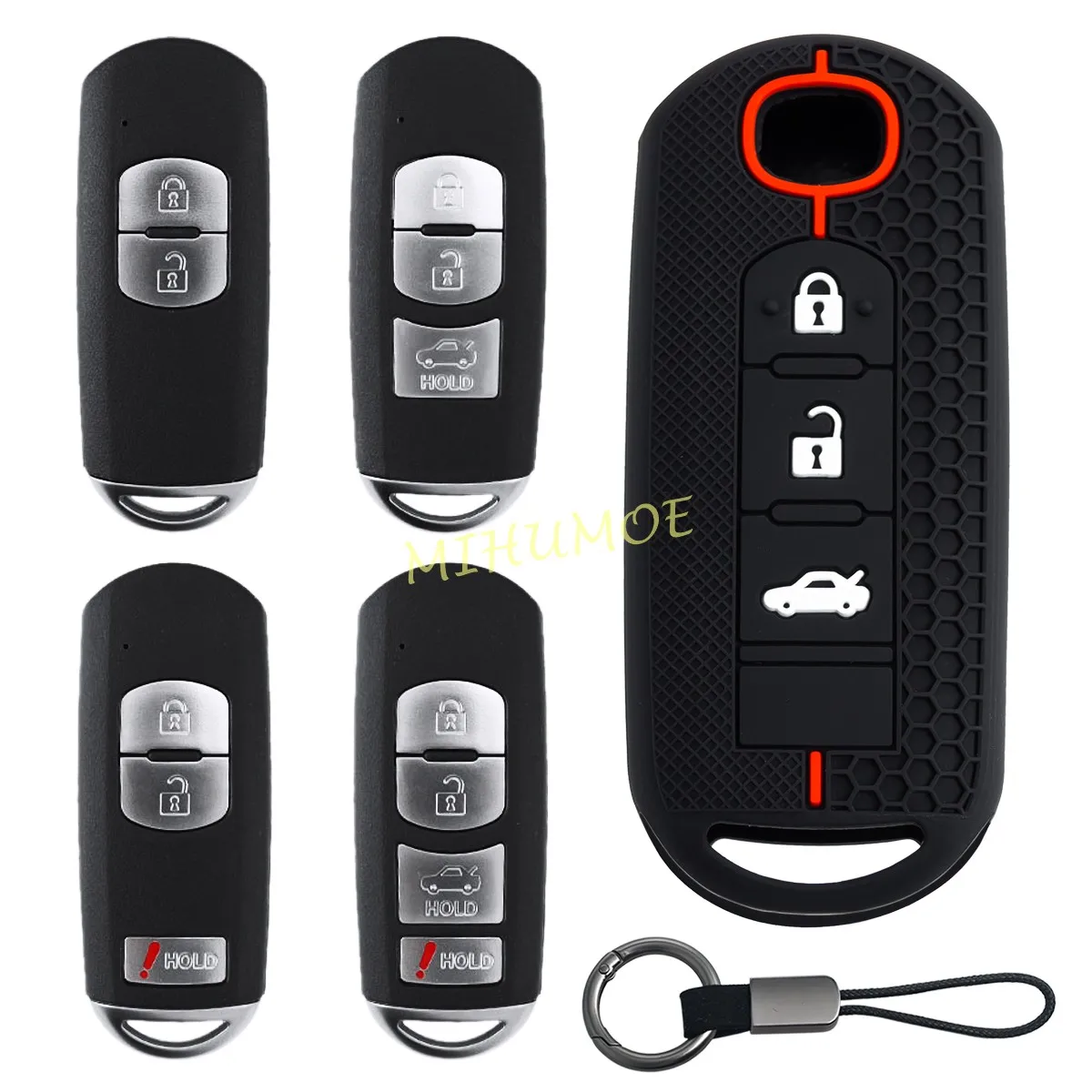 سيليكون مفتاح السيارة فوب سلسلة غطاء ل 2013-2020 مازدا 2 3 سيدان 6 CX-3 CX-5 CX-9 MX-5 DJ DL BM BN GJ DK KE KF TC ND