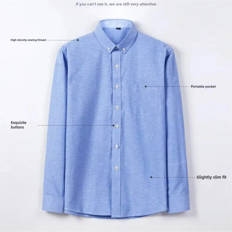Men's Long Sleeve Shirt Non-Ironing Oxford Spinning Spring Summer Autumn Slim Casual Comfortable All Fashion Fast Color Shirt