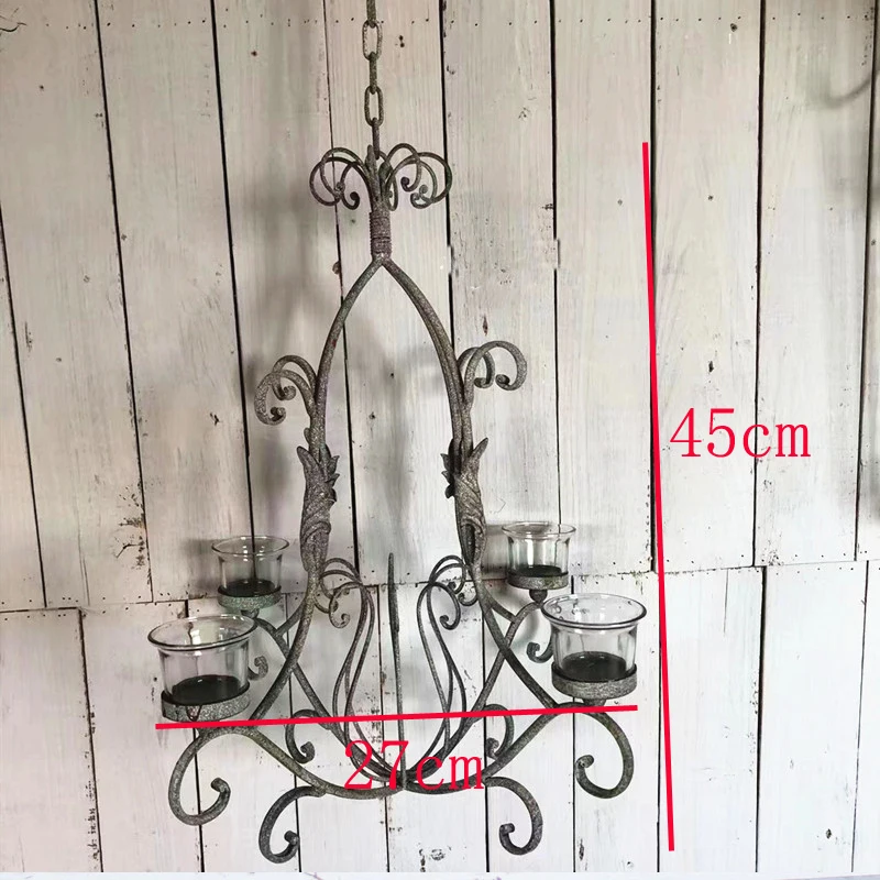 Hurricane Glass Rustic Retro Metal Hanging Candle Holders