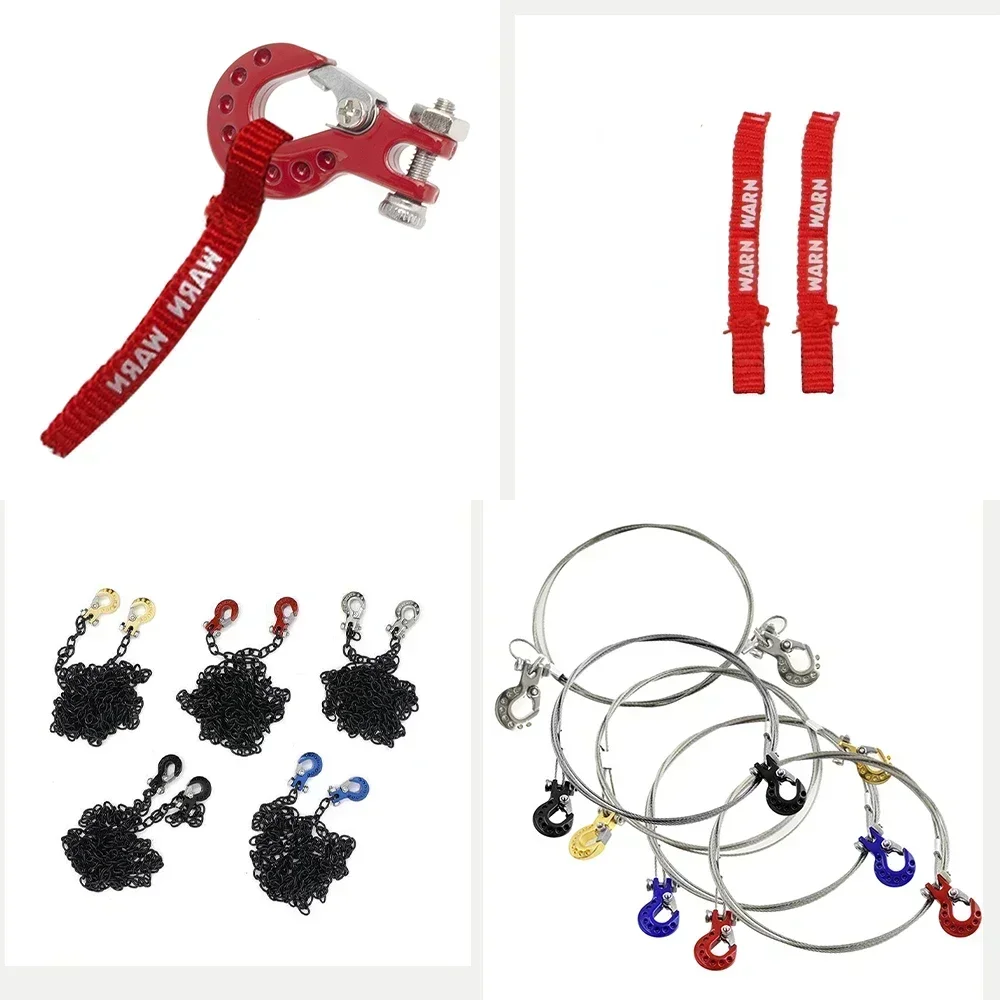 Металлический крюк для прицепа с ЧПУ, крюк для лебедки с аксессуарами для цепи прицепа для 1/10 RC автомобиля Axial SCX10 TRX4 D90 Tamiya CC01