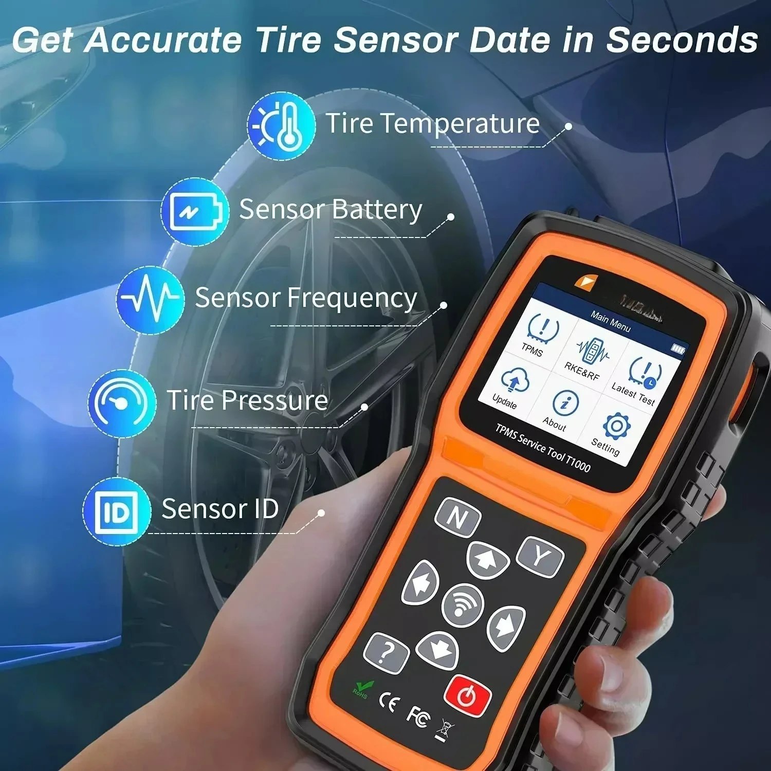 Picture 4: Foxwell T1000 TPMS Programming Tool Activate TPMS Sensor Decoder Check RF Key FOB Tire Pressure Monitoring System Auto Tester
