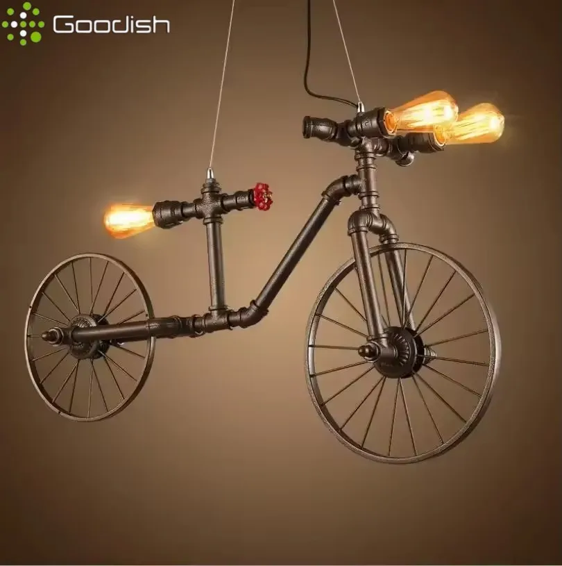 Modern Simplicity Nordic Individual Bicycle Water Pipe LED Wall Lamps Art Creative Lights for Bedroom Home Decoration Chandelier