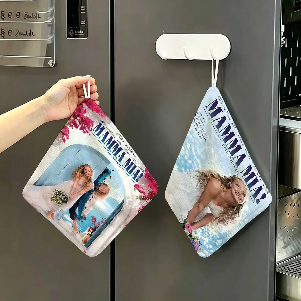 Mamma Mia  Household Hanging Towel, Polyester Cotton Hand Wiping Towel, Sturdy for Bathroom Bedroom
