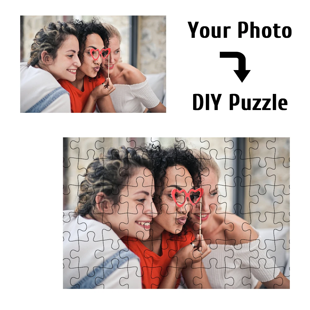 Puzzle Personalizzato con la Tua Foto, Puzzle in Legno Fai-da-Te con Immagine Personalizzata, Regalo per la Famiglia