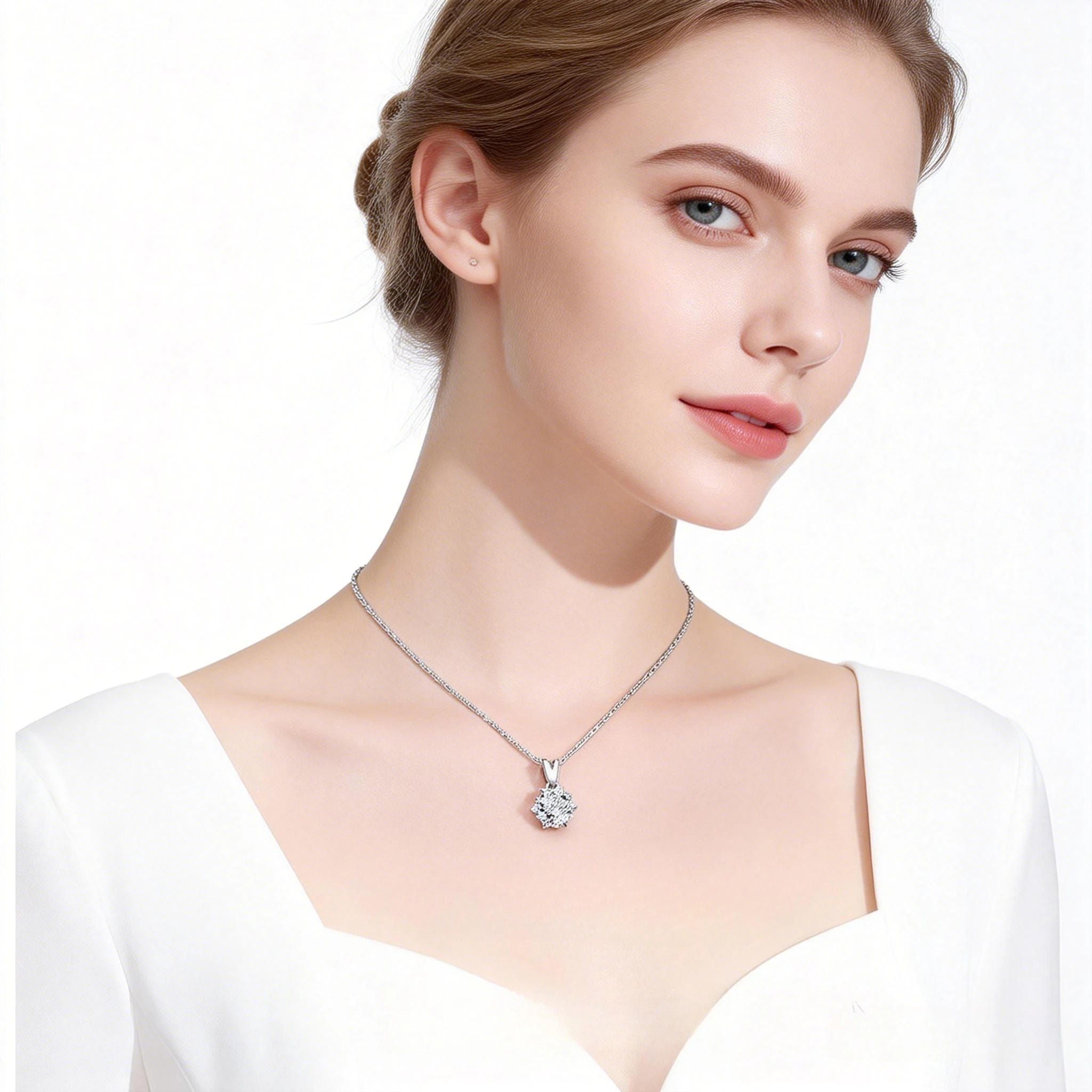 

1CT Moissanite 925 All-silver Necklace for Women 2025 New Style Eight-heart Eight-arrow Cutting Technique Shining One by One