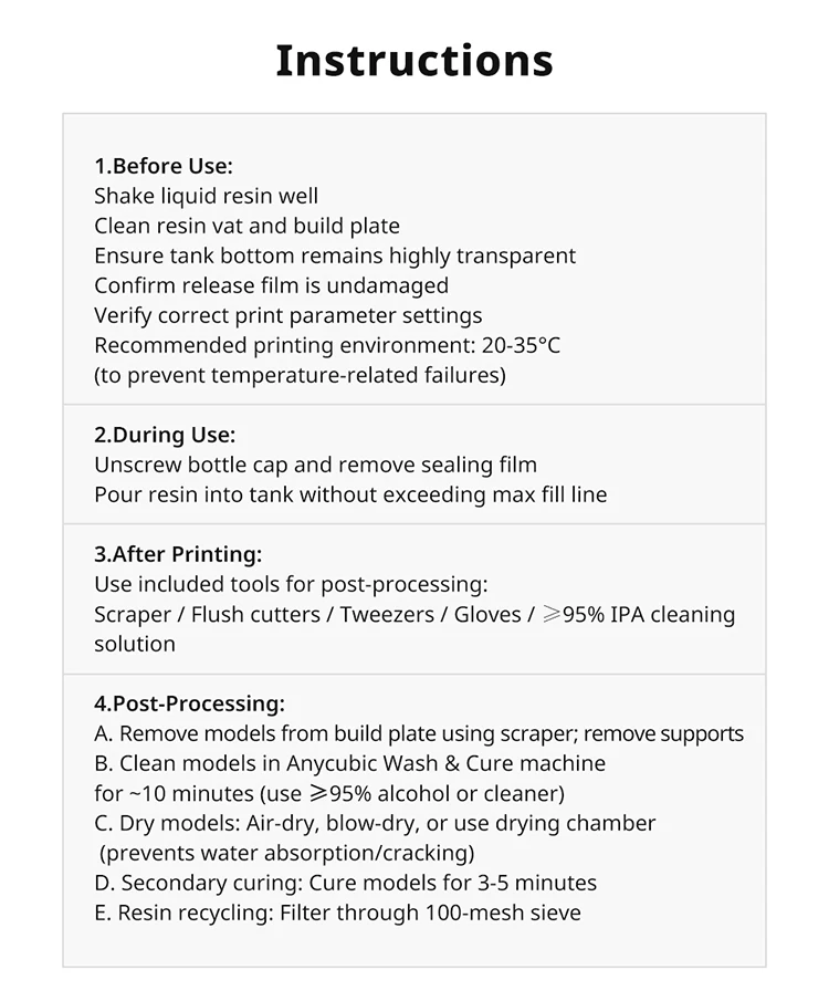 ANYCUBIC Like ABS Pro 2 405nm 3D Printer UV Resin For LCD SLA DLP Printers Quick Curing Liquid Bottle Resina For Photon Mono 2