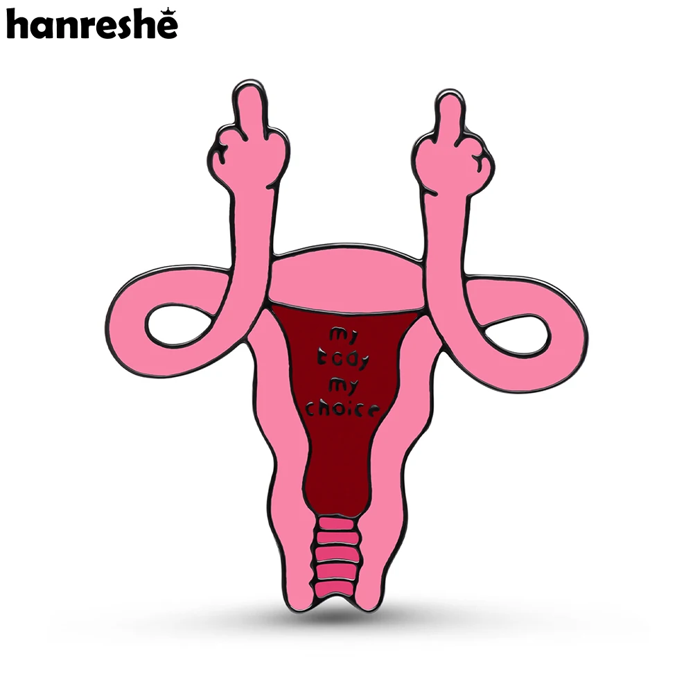 Hanreshe Uterus Feminist Enamel Pin “My Body My Choice” Medical Gynecology Brooch Lapel Pin Jewelry for Women Doctor Nurse