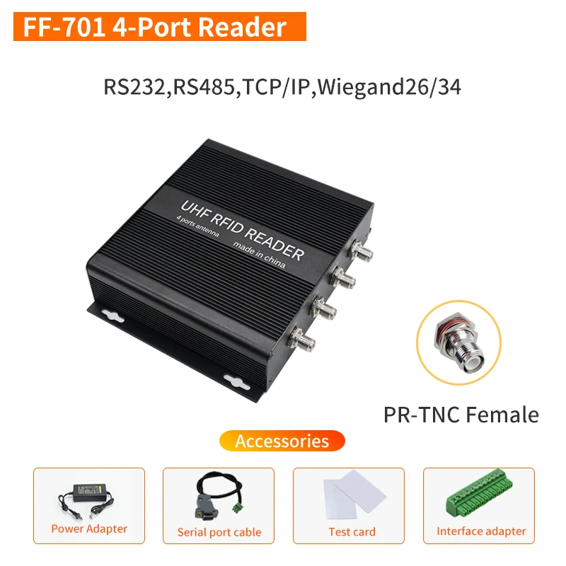 Long Range UHF RFID Reader 4Port Passive RFID Reader Fixed RFID UHF Tag Reader for Access Control Warehouse Management UHF RFID