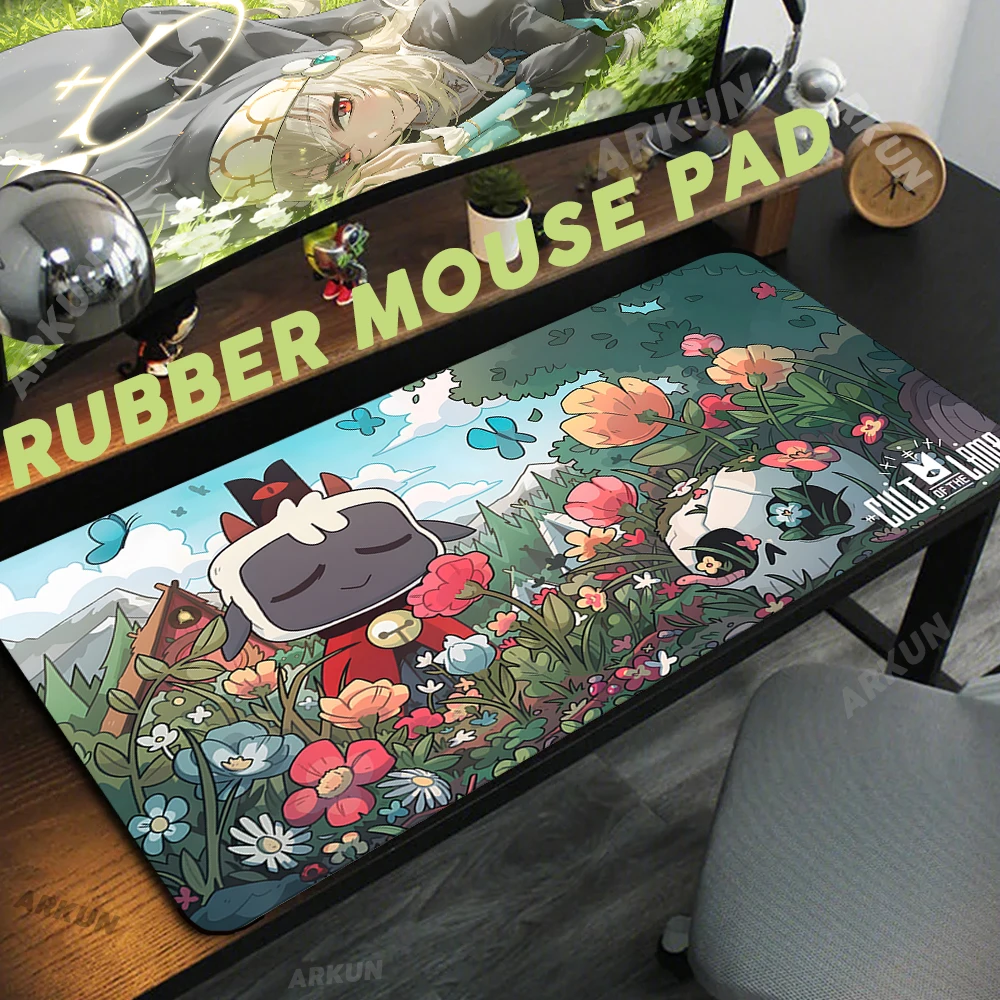 Cute Cartoon Strategy Fighting Game Pad, Esteiras de mesa antiderrapantes para laptop de jogos grandes, Culto do mouse pad de cordeiro, Tapete de teclado