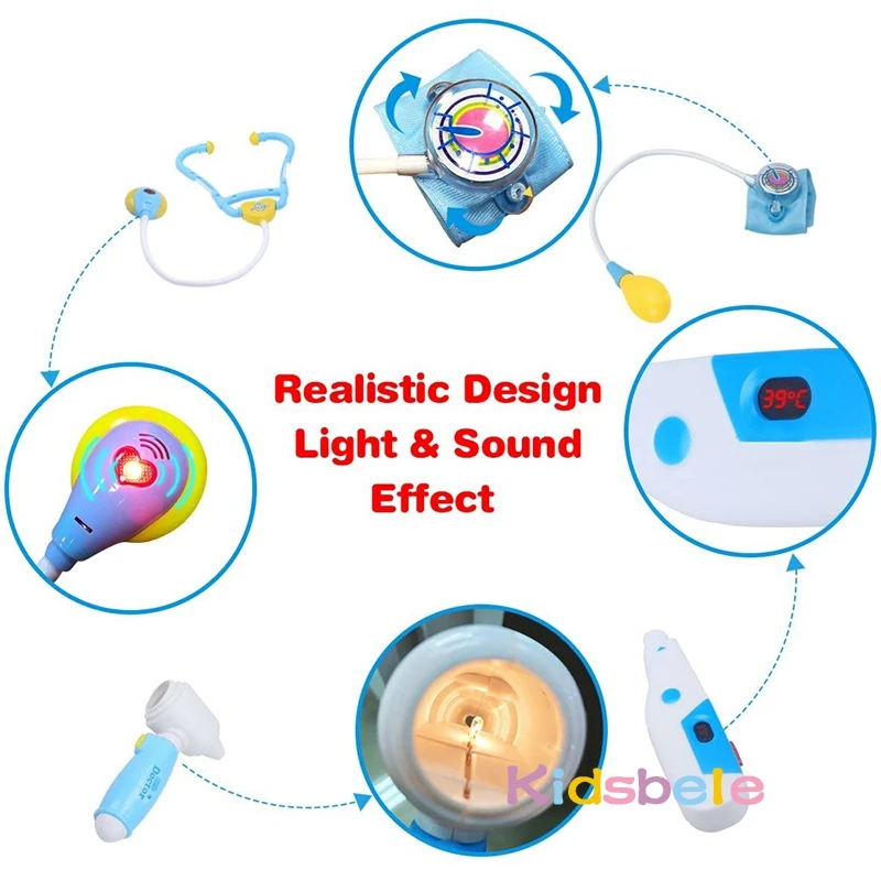Juego de Doctor de simulación para niños de 22 a 42 piezas, kit de juego de rol médico con muñeca bebé y herramientas para juegos educativos en casa