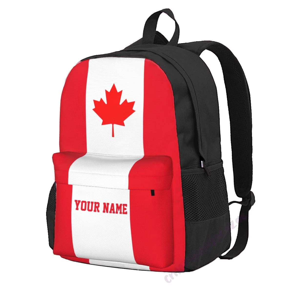 

Custom Name Canada Flag Polyester Backpack For Men Women Travel Bag Casual Students Hiking Travel Camping