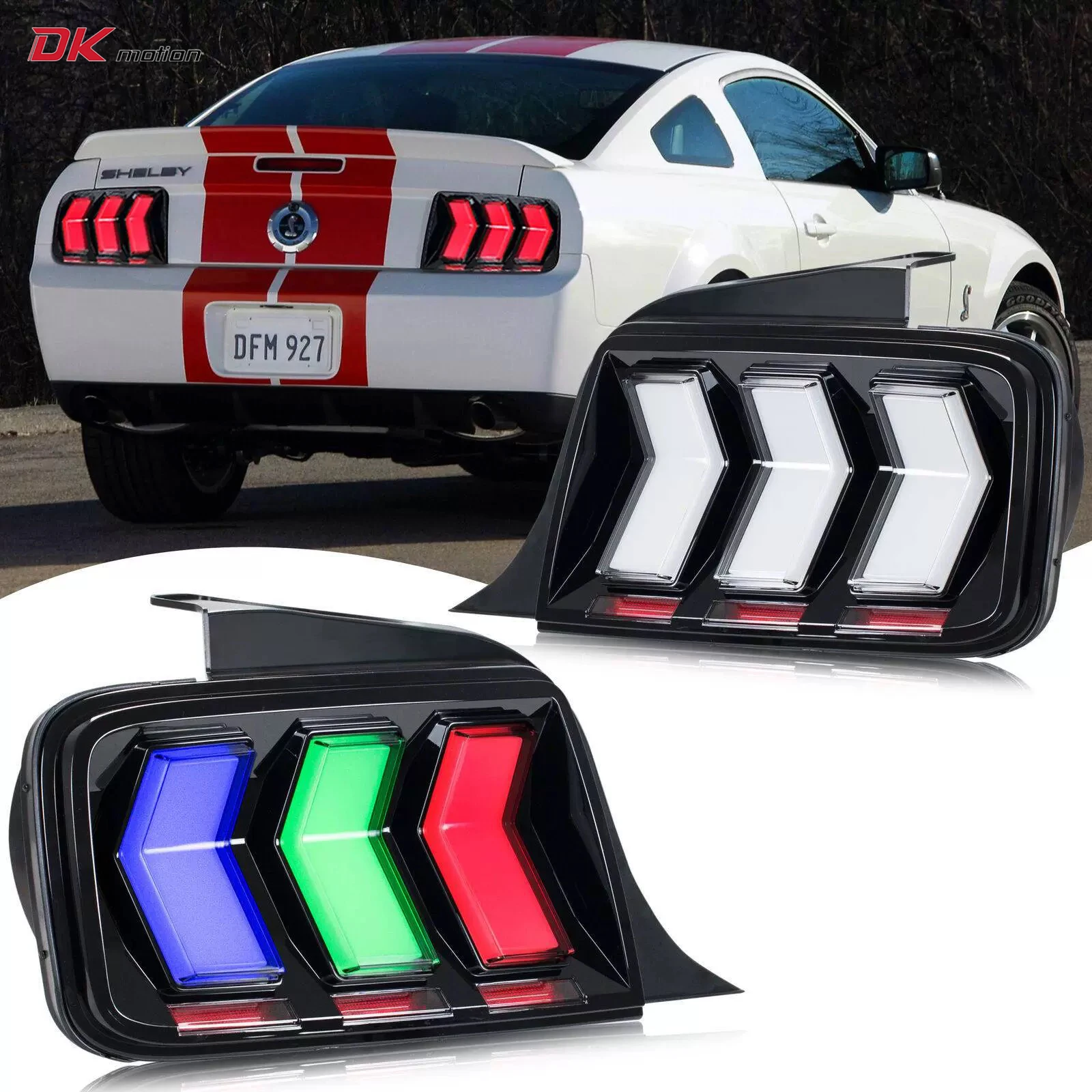 DK Motion LED Tail Lights For Ford Mustang 04-09 Dynamic Sequential Turn Signals and Integrated Brake and Reverse Lights