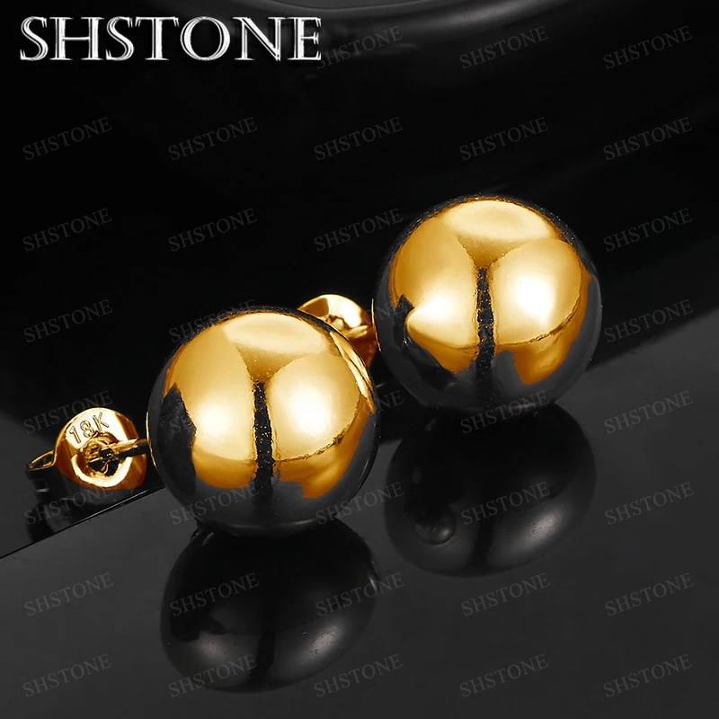 Ohrstecker aus 18 Karat Gold mit 8 mm großen Perlen für Damen, modisch, für Party, Geburtstag, Verlobung, Hochzeit, Schmuck, Geschenke – Detail 3