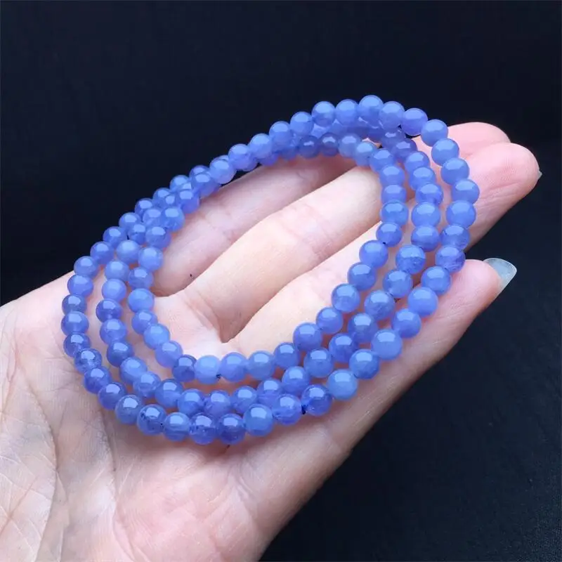 5MM Natural Tanzanite Triple Circle Bracelet Charms Handmade High Quality Crystal Healing Fashion Jewelry Gift