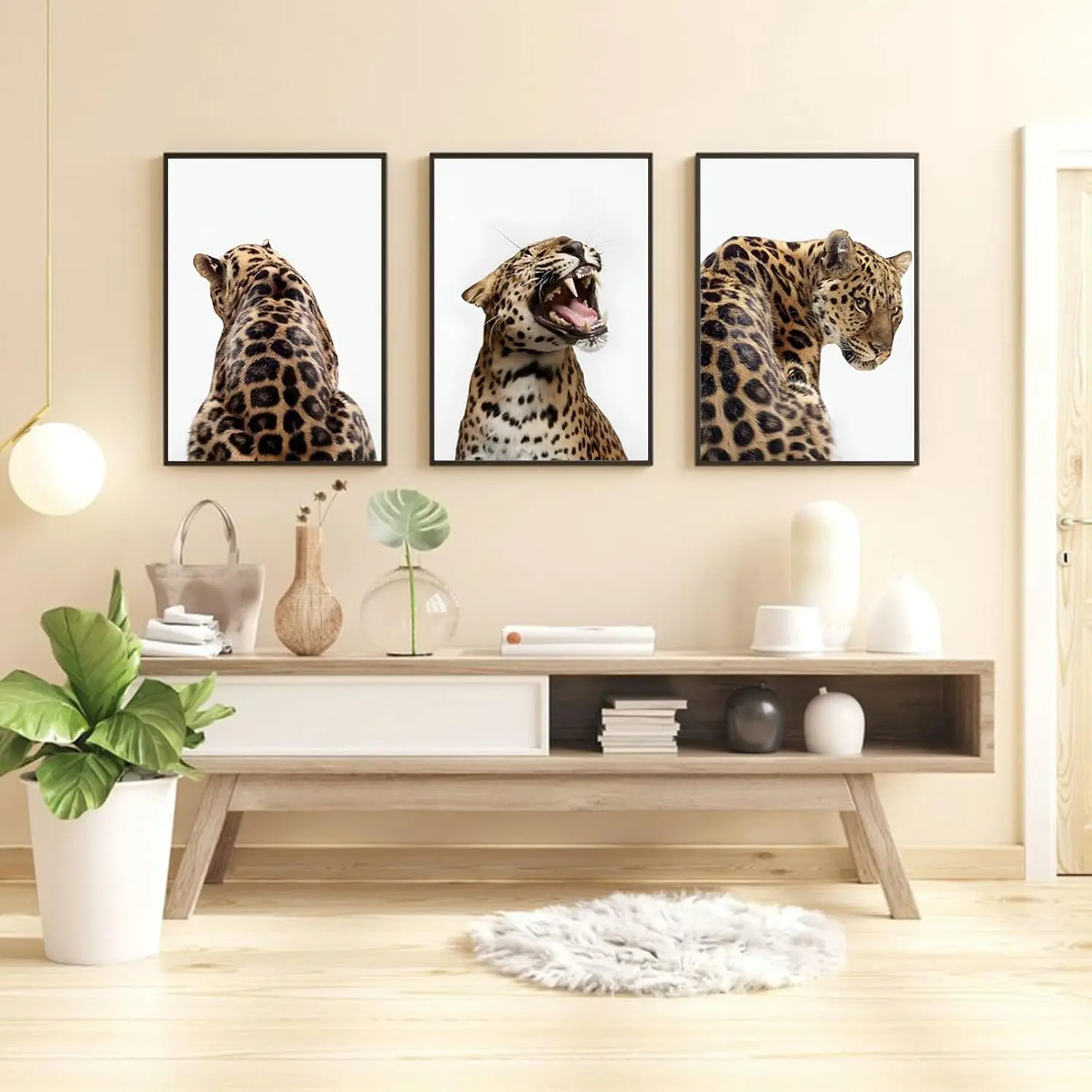 

3pcs/set Leopard Print Wall Art, Jungle Animal Fashion, Cheetah Canvas Poster Printing, Modern Bedroom, Living Room Home Decor