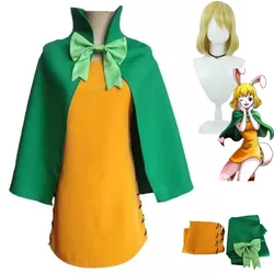 Anime Wano Kuni Country Carrot Cosplay Costume Mink Family Wig Green Cloak Yellow Dress Uniform Woman Kawaii Carnival Suit
