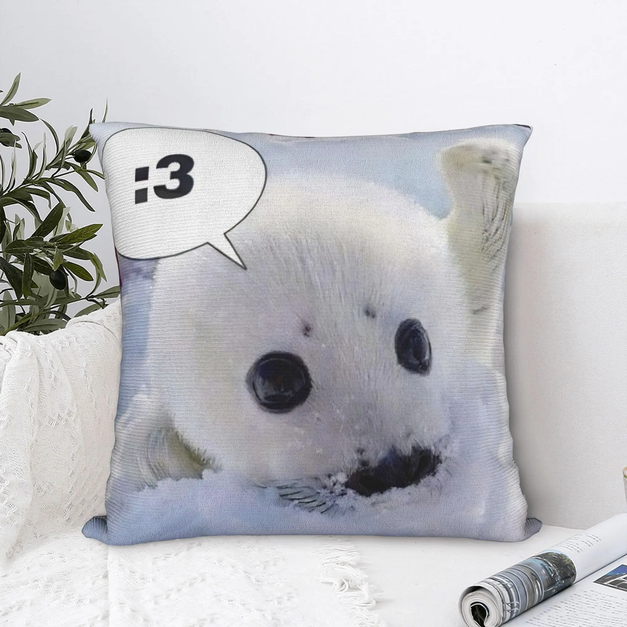 Seal Sea Cute Square Pillow Case  Cushion Covers Awesome Zipper Decorative Pillowcase for Seat 45x45cm