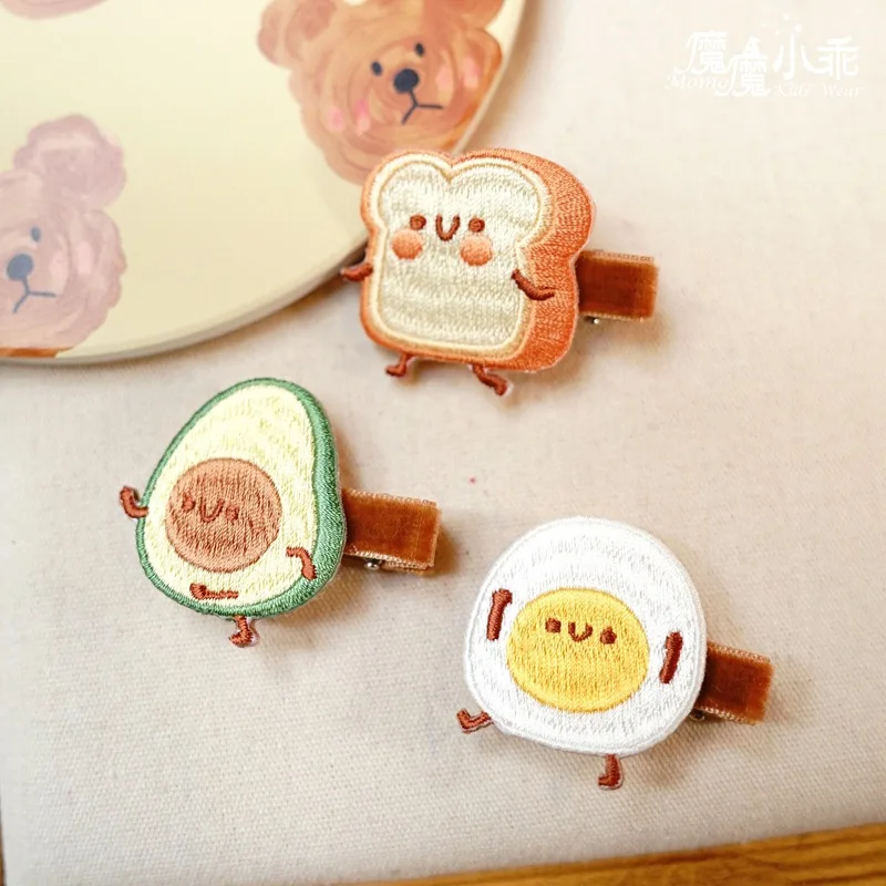 

Children's Breakfast Series Bread Avocado Egg Hair Clips Cute Girl Baby Hair Accessories Frizz Control Side Bangs Hair Clips