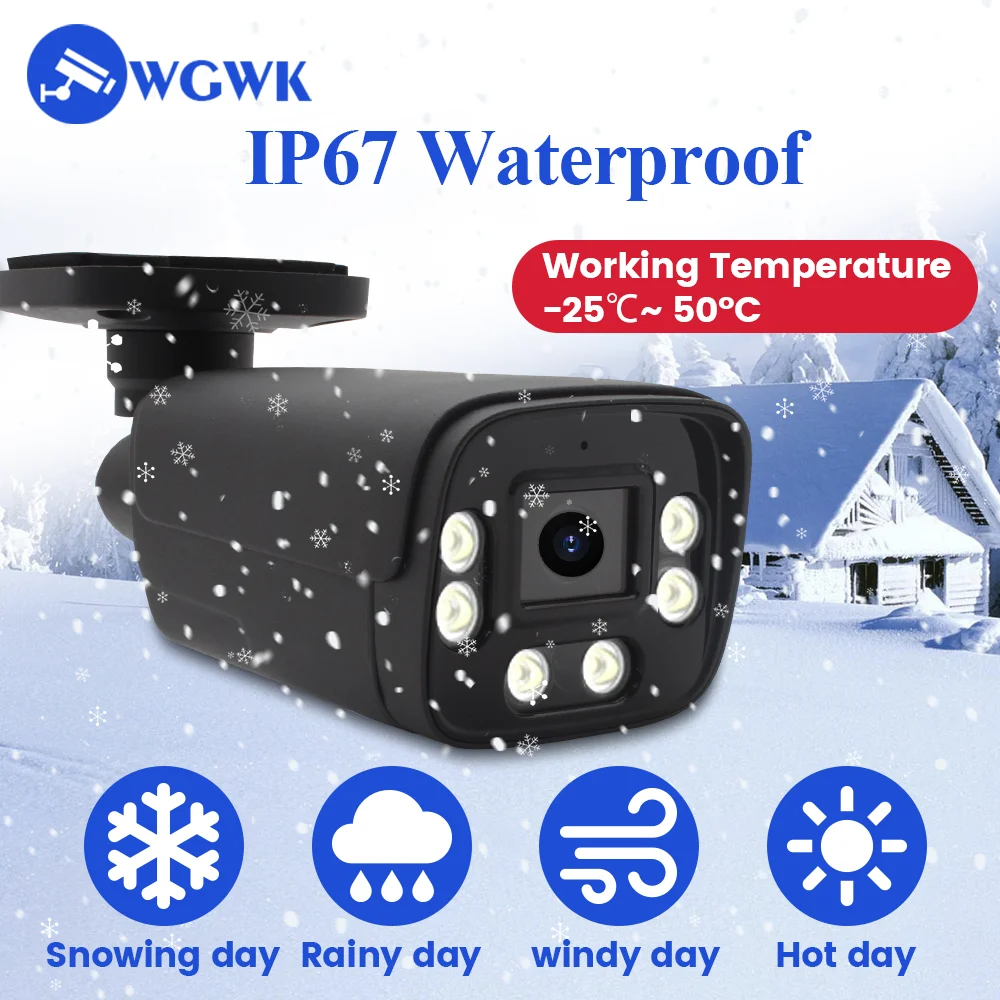 WGWK-cámara de seguridad impermeable para el hogar, sistema de vigilancia CCTV tipo bala con detección facial, 4K, 8MP, 5MP, 4MP, IP, POE