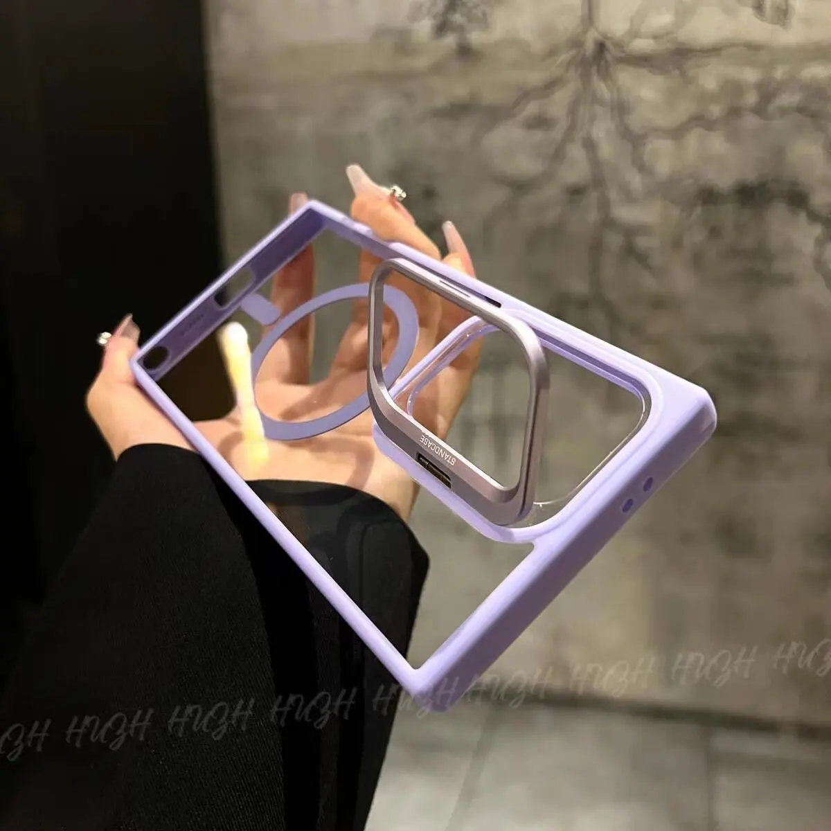 Stand Clear Magnetic Phone Case for Samsung Galaxy S26 S23 S22 S24 S25 FE Ultra For Magsafe Metal Stand Charge Protector Cover