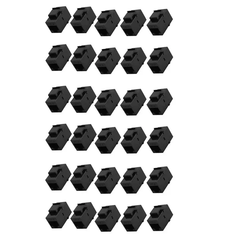 Leading-30Pcs RJ45 Connector Keystone Jack Cat6 Extension Coupler Ethernet Network LAN Cat 6 Coupler Jacks Extend Adapter,Black