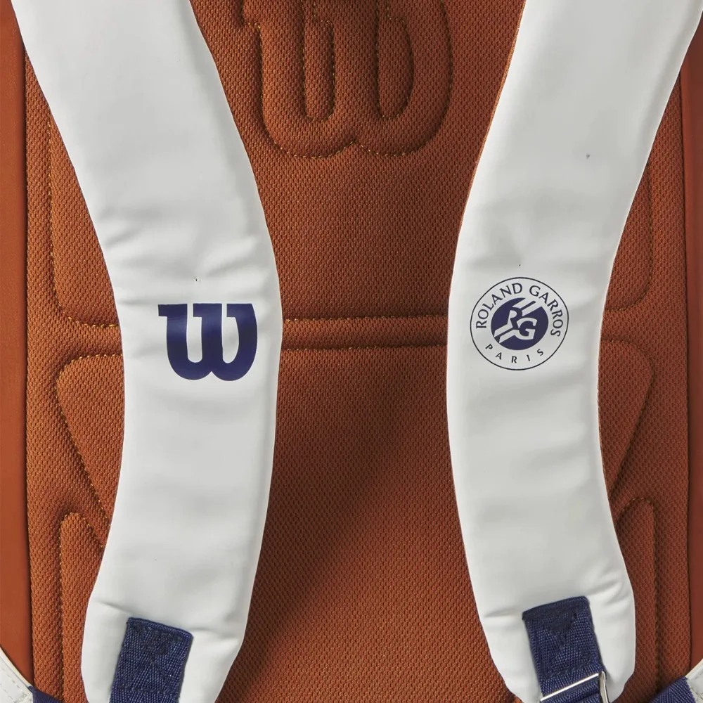 Wilson Super Tour Roland Garros 2023 Mochila de tenis Diseño Elegance Bolsa para raqueta de torneo azul marino con compartimento parcial para raquetas