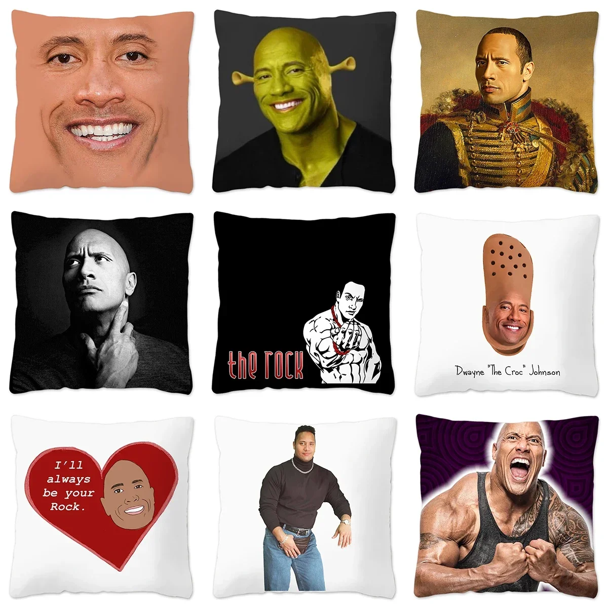 The Rock Face Dwayne Sofa Cushion Cover Home Decorative American Actor Johnson   Pillowcase Polyester