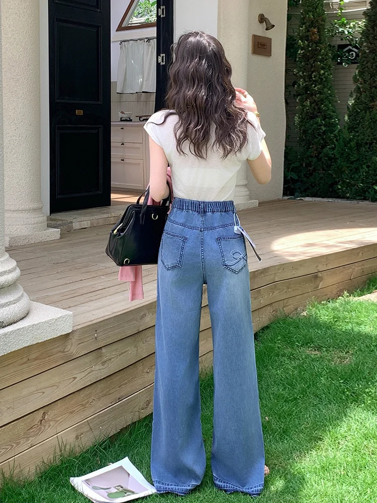 High Waist Wide Leg Jeans Women's plus Size Korean Style Summer Thin Hanging Micro Flared Pants Slim Straight Long Trousers