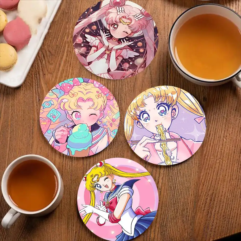 Anime S-Sailor M-Moon Coaster Non-Slip Heat-Resistant Fun Di