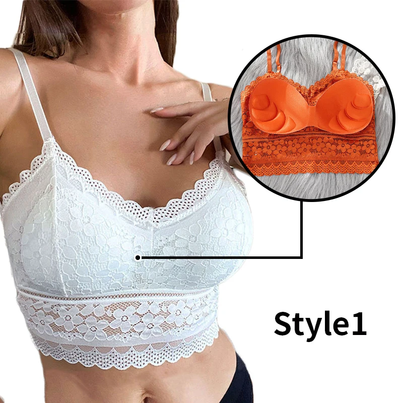 New Women Lace Bras Top Comfortable Bralette Solid Color Add Pad Lingerie Beauty Back Underwear Sexy Vest Female Wireless Bra