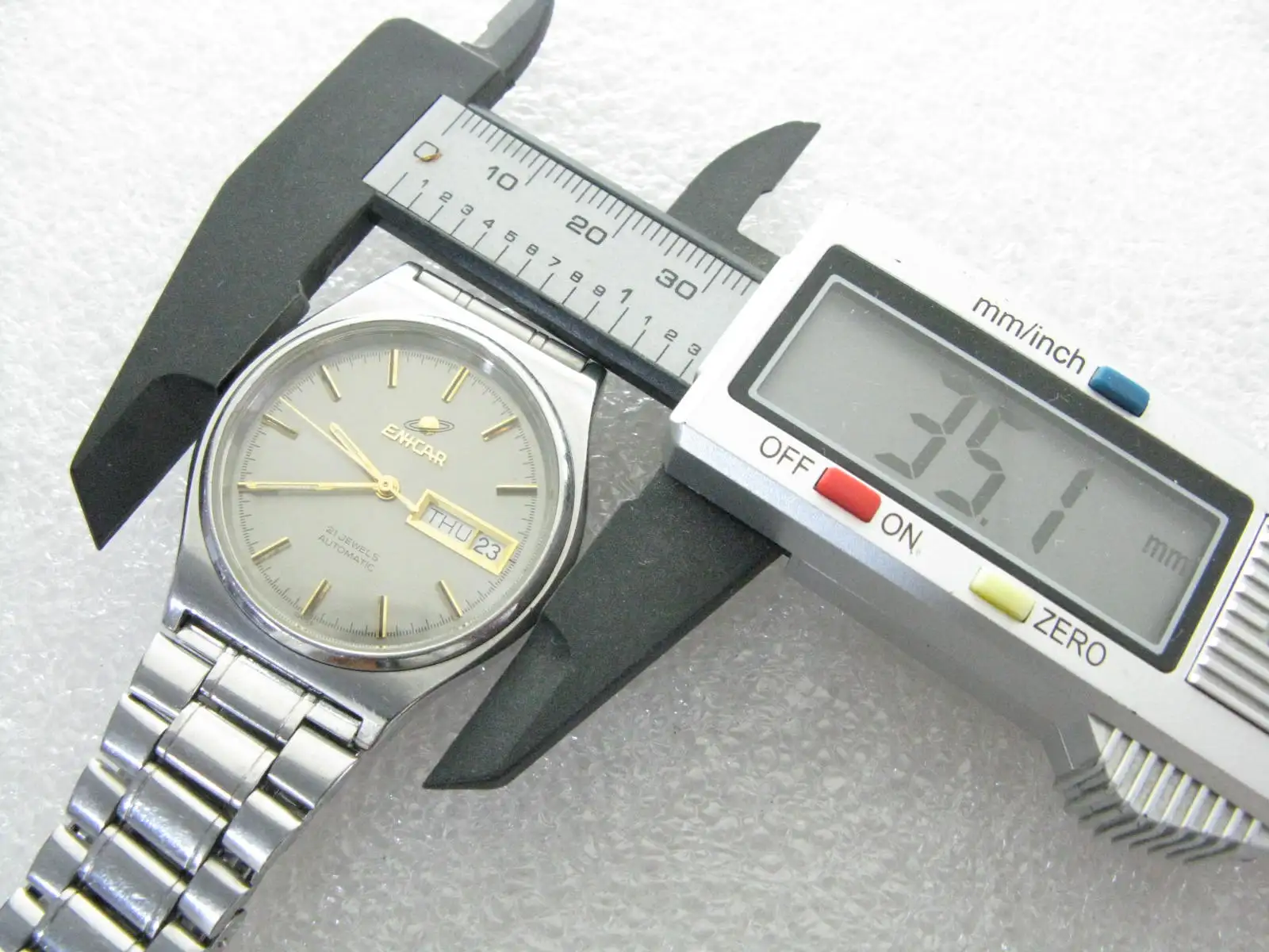 Grey  Dial 1980s（Chinese+English）original automatic mechanical men's watch enicar ETA 2846 movement