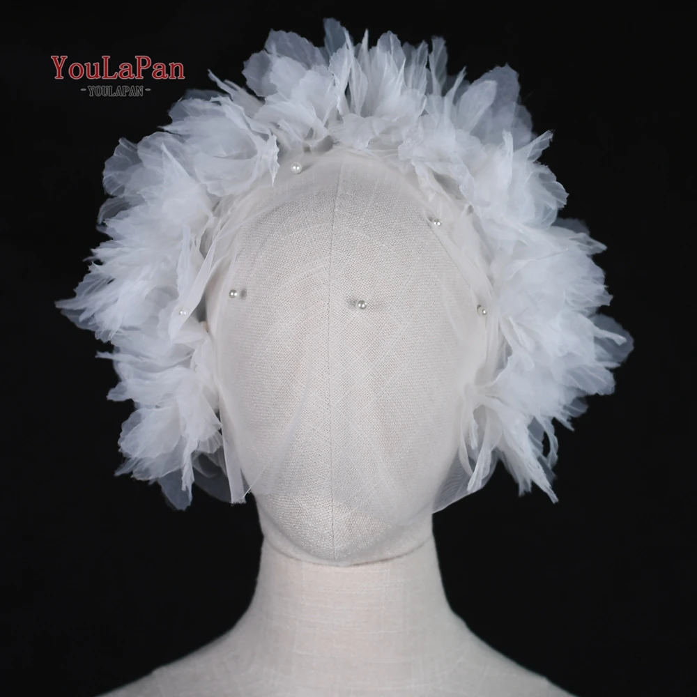 YouLaPan Elegante Capelli Fiore Velo Bianco 3d Fiore Breve Velo Da Sposa Velo Floreale Matrimonio Cosas Para Boda 2024 VA21