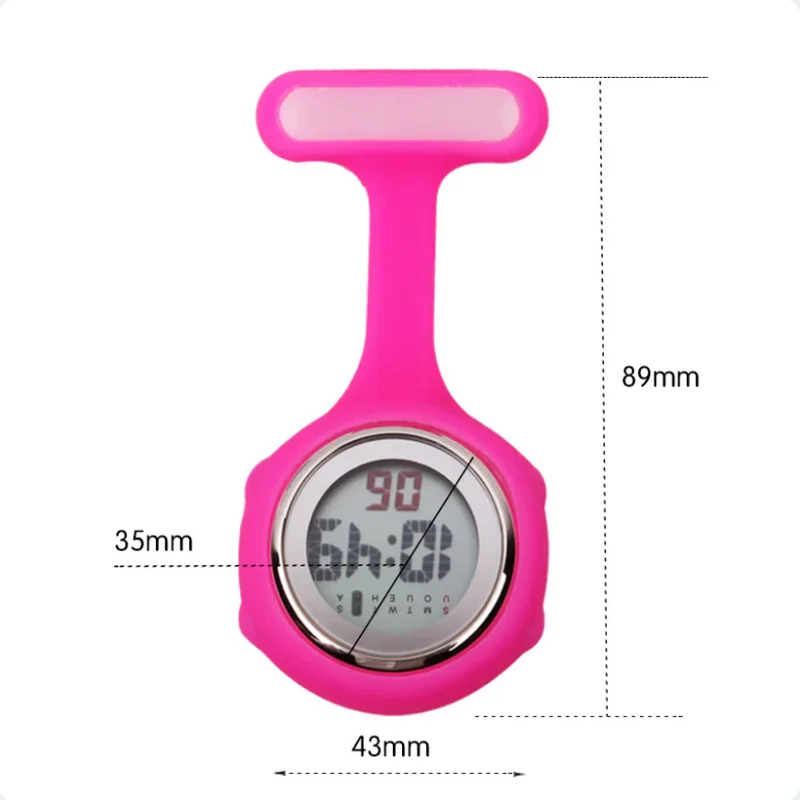 الرقمية سيليكون ممرضة ساعة متعددة الوظائف إنذار ساعة توقيت موضة المرأة بروش دبوس فوب ساعة جيب Montres Infirmieres #2