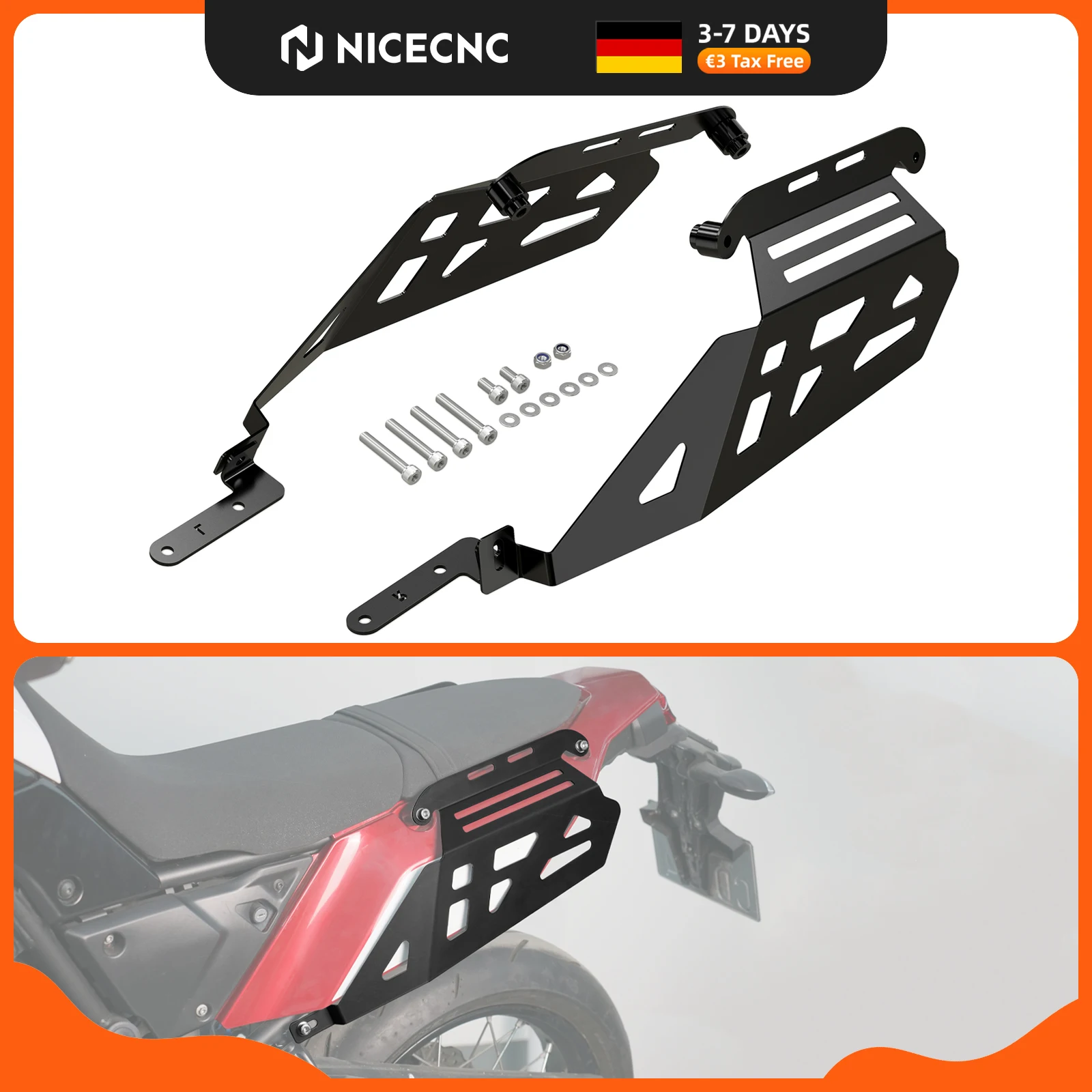 Q235 Stahl Motorrad Heckgepäckträger Satteltaschen DryPacks Seitenhalterung für Yamaha Tenere 700 T700 XTZ700 XTZ07 Tenere700 2019 2020 2021 2022 2023 2024