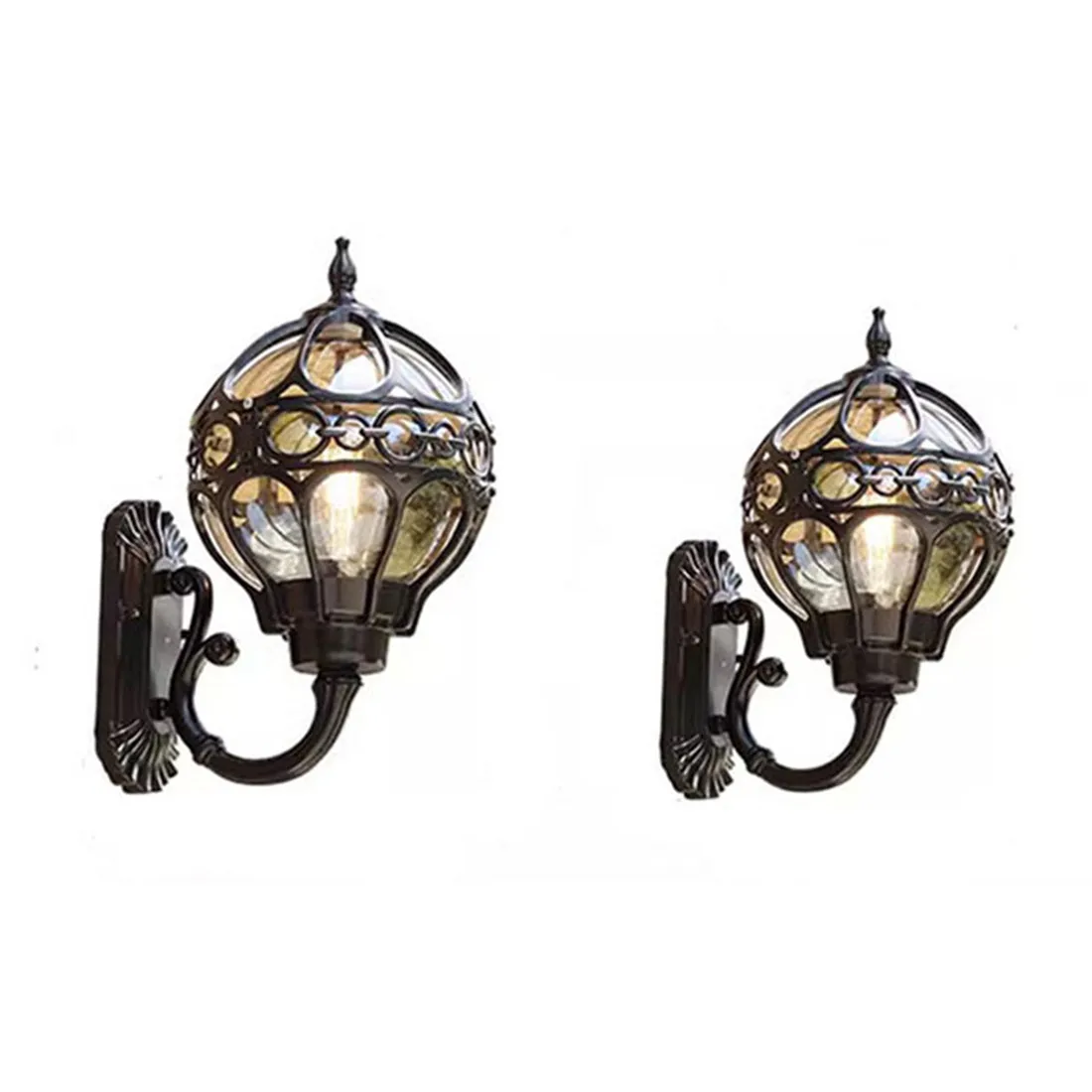 

Vintage Outdoor Wall Light with Globe Glass Shade Europe Style Ceramic E27 Holder Wall Sconces for Exterior Porch Lamp outside