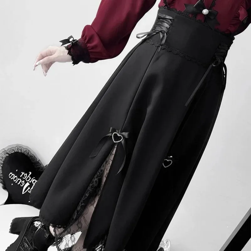 Jirai Kei JK Skirt Uniform Cosplay Maid Burgundy Lace Blouse Dress Sweetheart Encounters Lolita for Girls Women Theme Party