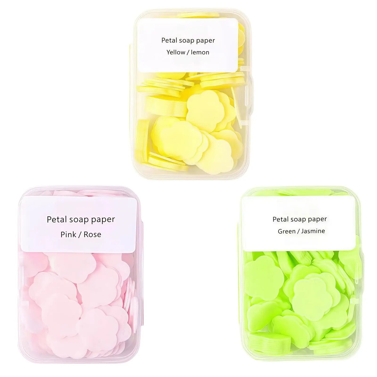 

3 Boxes Portable Hand Washing Soap Sheets Different Scented Petal Hand Wash Sheets Disposable Soluble Soap for Outdoor Travel