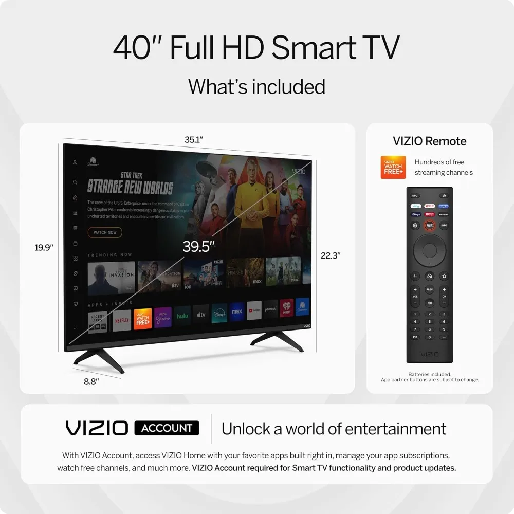 40-inch Full HD 1080p Smart TV with DTS Virtual: X, Alexa Compatibility, Google Cast Built-in, Bluetooth Headphone Capable