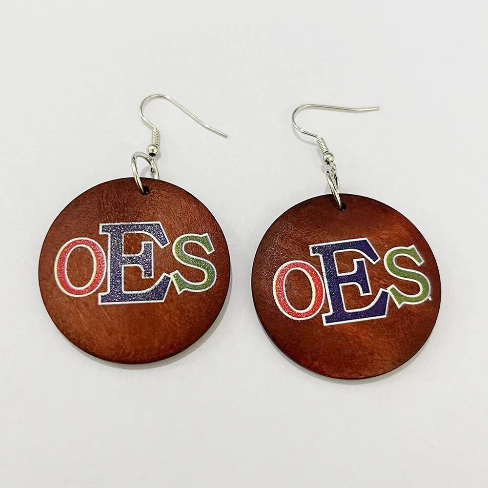 OES Natural wooden  order of the eastern star  Earrings