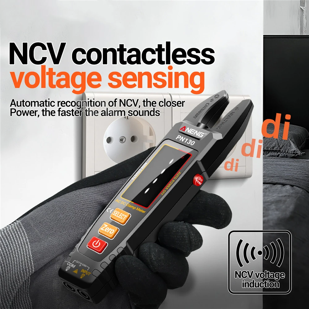 PN130 Inteligente Digital Clamp Meter, AC, DC Tensão, Multímetro atual Set, Capacitância portátil, Tester Resistência, 4000 Contagem